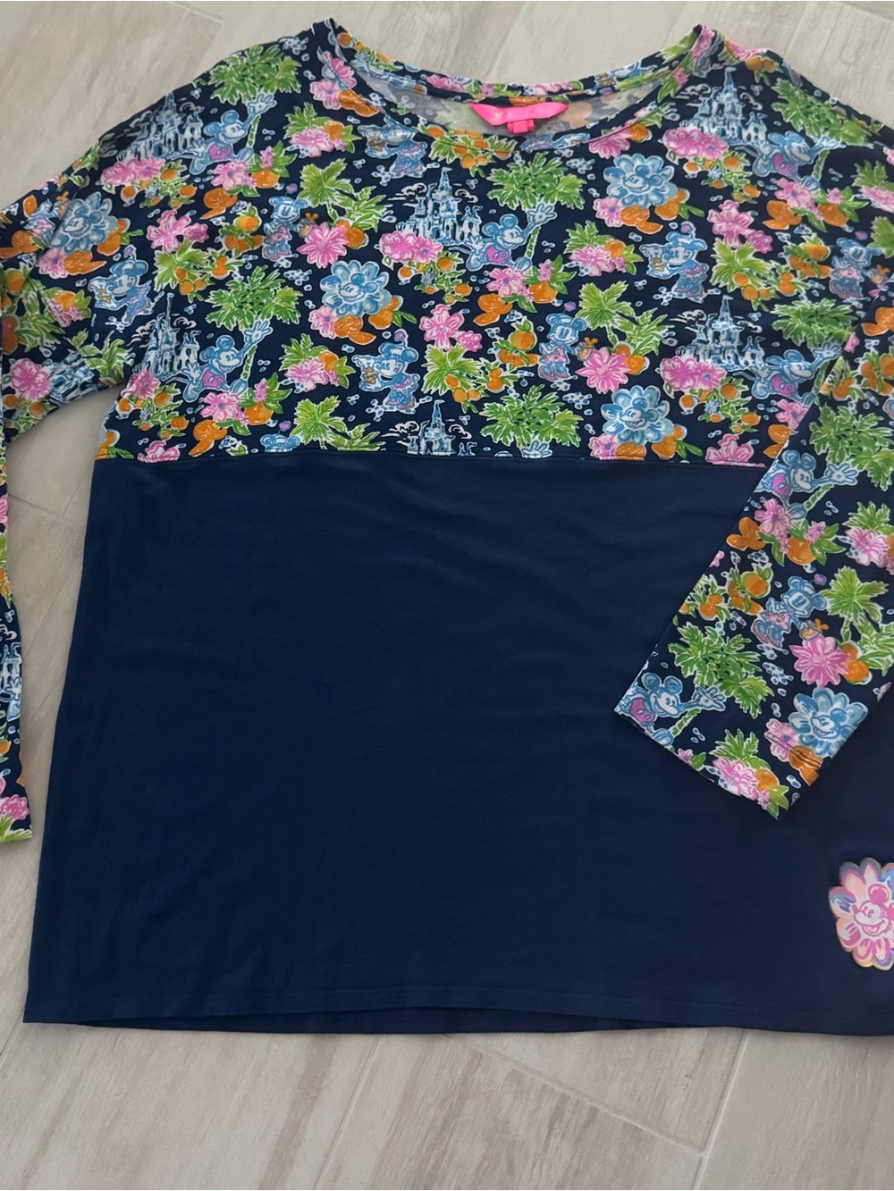 Lilly Pulitzer & Disney Finn Luxletic Long Sleeve Top XXL ~Mickey & Minney Mouse